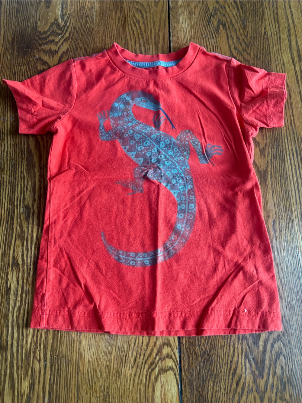 Tea Collection Red Tee with Blue Lizard Graphic